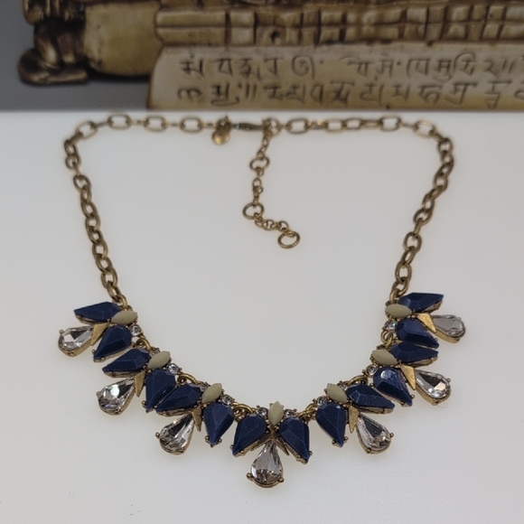 J. Crew Blue and Gold Necklace Elegant Teardrop Design - Picture 1 of 5